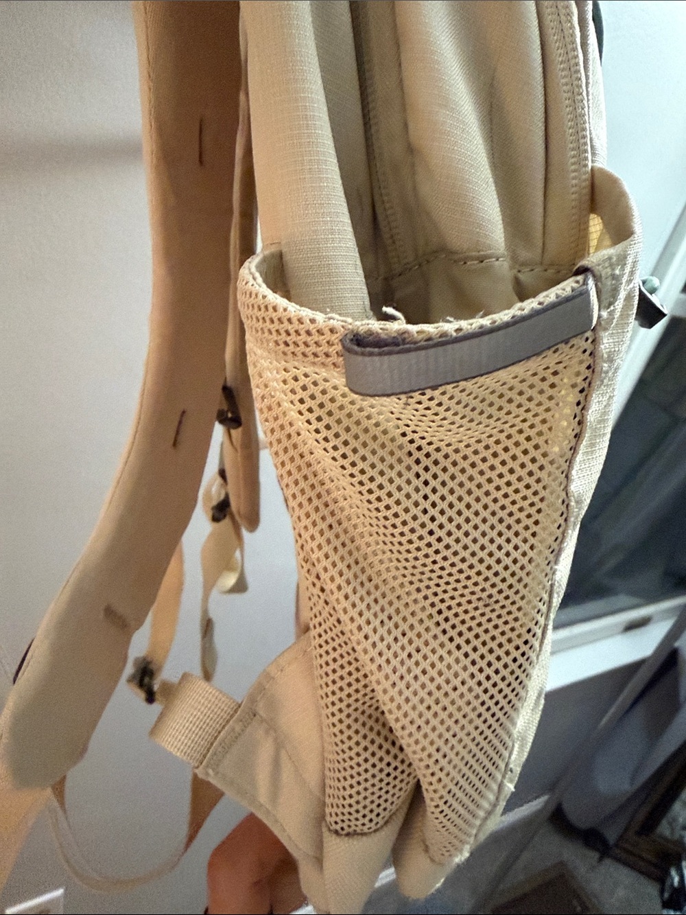 The North Face Cream Backpack with Mint Bungee Cord - Picture 6 of 9